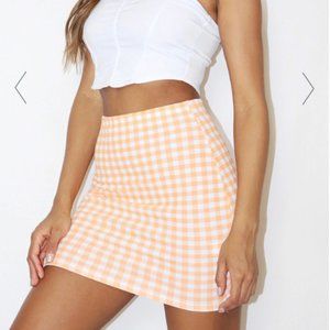 Prettylittlething orange gingham skirt